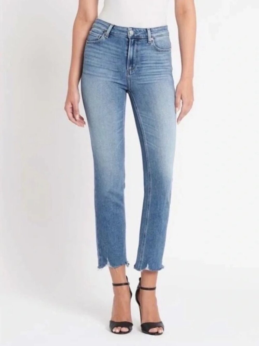 PAIGE Jeans CINDY high-rise straight-leg ight-blue wash denim 26